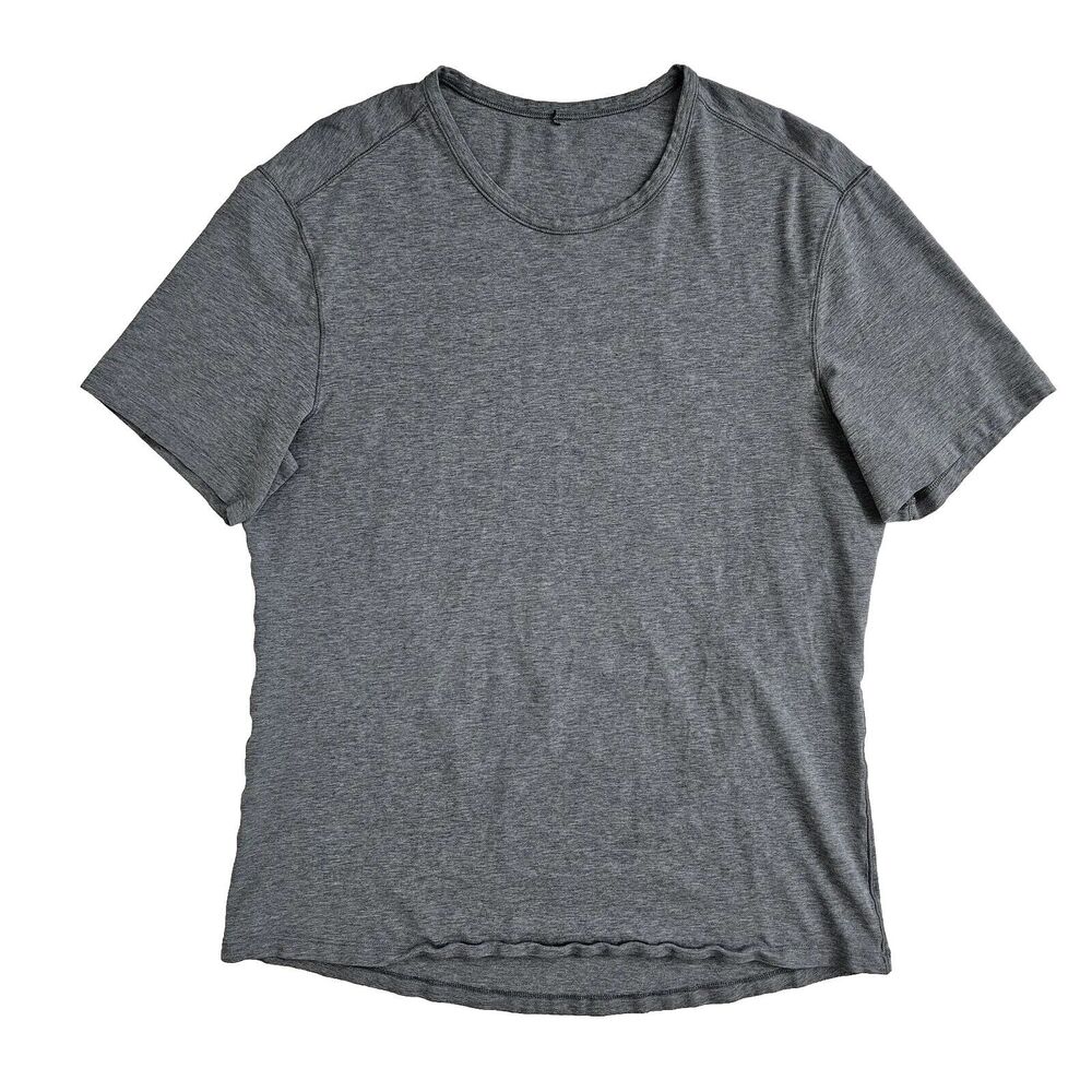 Lululemon (Mens Large) Short Sleeve Crew Neck Stretch Gray‎ Athletic Gym Running